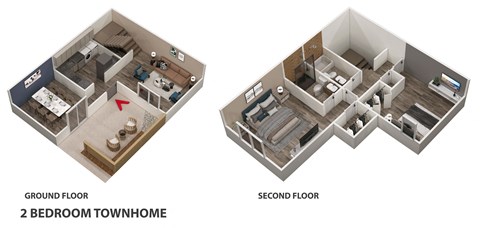 Floor plan for 2 beds, 2 baths, 1090 sqft